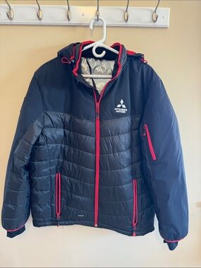 Men's Black Puffer Jacket with Red Trim